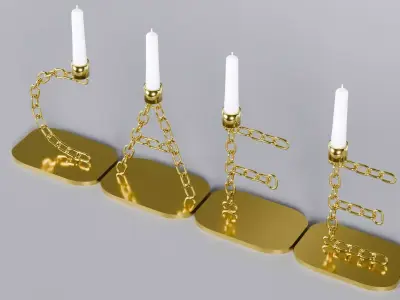Alphabet Cafe Gold Chain Candleholder 3D Model True 4K PBR Rendr Low-poly 3D model
