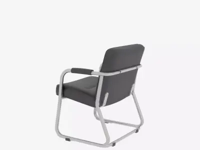 Luxury Ergonomic Bank Lobby Chair 3D Black Leather and Chrome 3D model