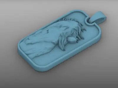Horse Long Rectangle Pendant 3D print model