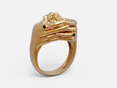 Lion hand ring Silver Gold  Print 3D print model