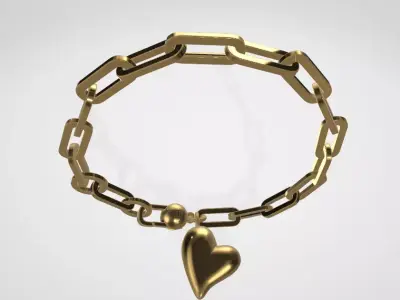 Puffy Heart Bracelet Low-poly 3D model