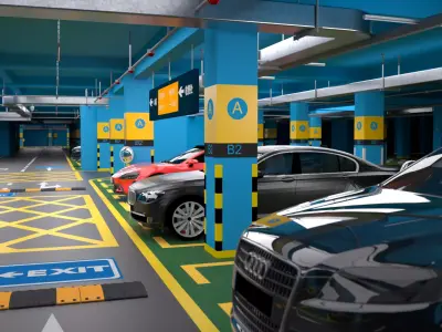 Cinema 4D OCtane shopping mall supermarket underground garage 3D model