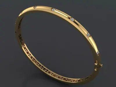 The Icon Cuff Bangle Bracelet jewelry 3D model - for Her 3D print model