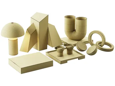 Living decor set for the coffee table NEW YORK 00 3D model