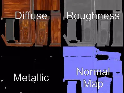 Vintage Wooden Cabinet model pack Low-poly 3D model