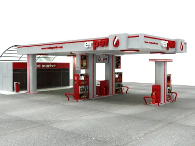 High Detail Gas Petrol Station 3D model