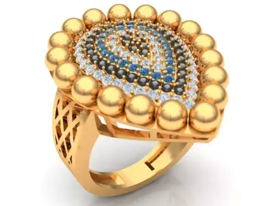 Pear Colour stone Ring 3d Printable design 3D print model