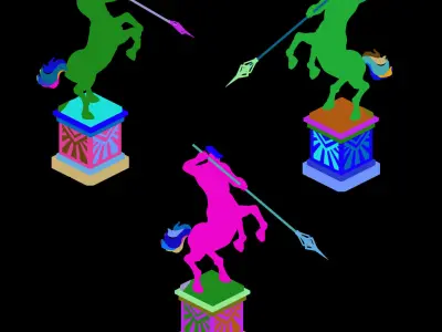 Stone Palace of underground - people horse sculpture 01 3D model