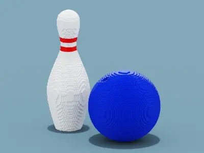 Bowling Ball and Pin Low-poly 3D model