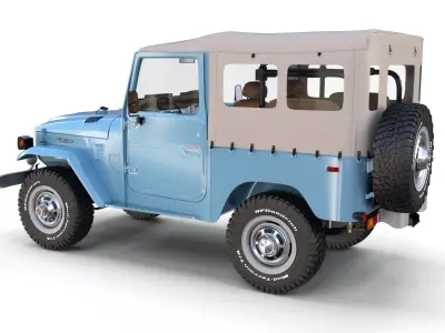 Toyota Land Cruiser FJ 40 Soft Top with Interior and Chassis 3D model