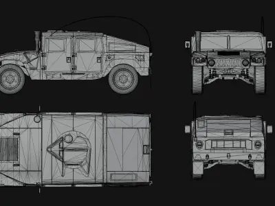 M1025 HMMWV High Mobility Multipurpose Wheeled Vehicle Humvee Low-poly 3D model