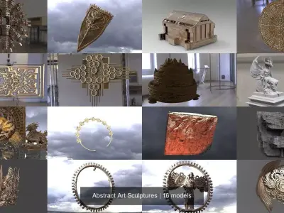 Abstract Art Sculptures 3D Model Collection