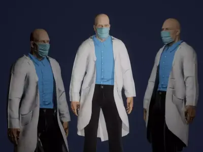 Old Doctor Game ready Rigged   3d Model   Low-poly 3D model