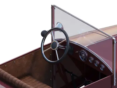 Children retro pedal car red 3D model