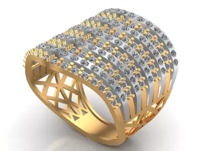 Unique Gold Diamonds Ring 3D print model purchase