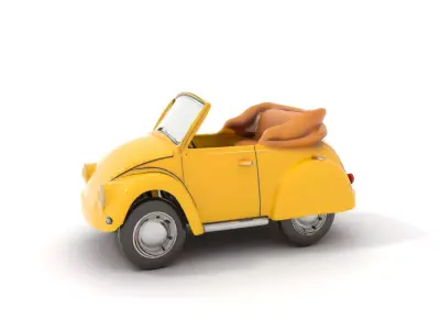Classic Yellow Convertible model pack Low-poly 3D model