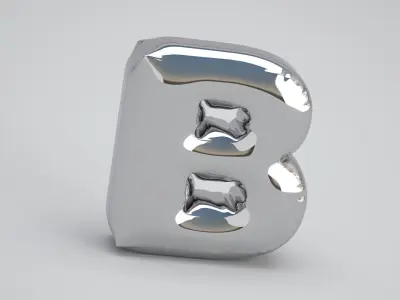 Silver B Balloon 3D model