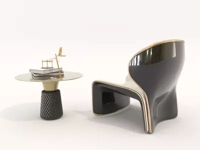 Modern Coffee Table and Armchair Set 37 3D model