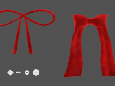 Fabric Bow and Tie Pack Set Low-poly 3D model