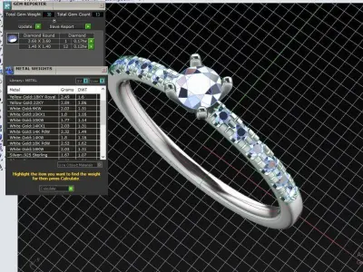 ZDR0101 diamond engagement ring gold 3D print model
