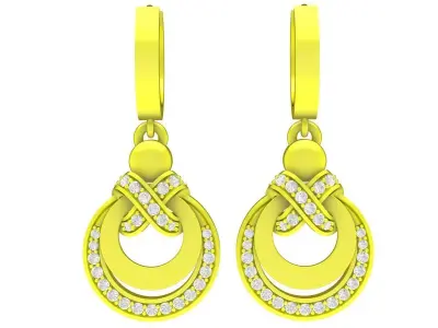 A6744 Luxury Korean Style Diamond Drop Hoop Earrings 3D print model