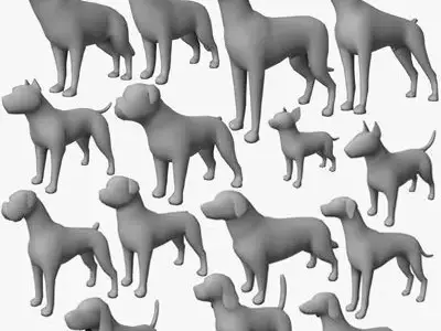 Dogs Collection bull terrier Low-poly 3D model