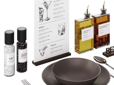 Restaurant Tableware for Bar or Steak House 3D model
