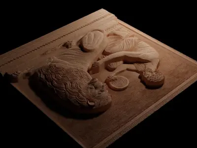 Man And Lion CNC 3d Print High Relief Sand Casting 3D print model