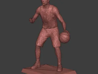 Basketball Player Figurine - Statue - Trophy - Lowpoly Polygonal 3D print model