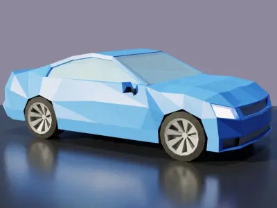 Blue Car 3D Low-poly 3D model