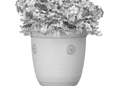 Flowers in a classic vase for decoration Flowerpot Patio Balcony 3D model