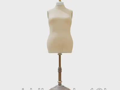 Vintage Dress Form Mannequin with Adjustable Bronze Base Low-poly 3D model
