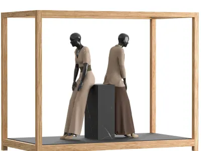Fashion Display Mannequin  in Wooden Frame 3D model