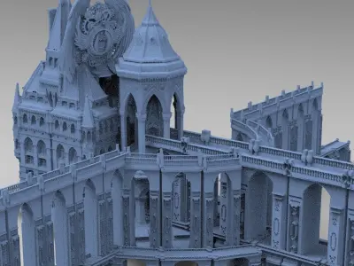 Steampunk  Medieval Tower Bridge 1 3D model
