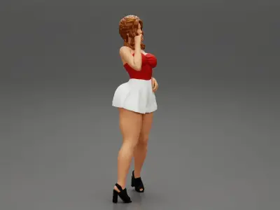 Sexy woman wearing mini skirt in a sexy pose 3D print model