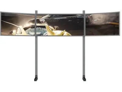 Triple Monitor Mount and Screen  3D model