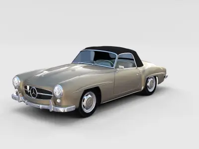 Full w interior Mercedes 190SL Soft Top rev 3D model