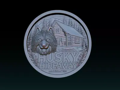 Husky Hideaway  2-5D Bas Relief  STL - OBJ - ZTL 3D print model