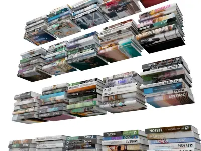 Books 150 pieces 1-5-1 Low-poly 3D model