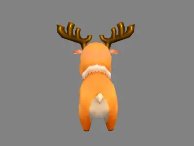 Cartoon Elk - runny deer Low-poly 3D model