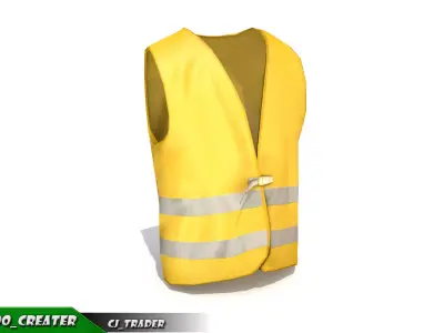Worker Vest Yellow Safety Vest Lowpoly 3d model Low-poly 3D model