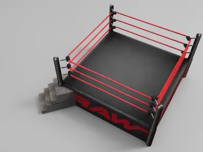 RAW Superstar Wrestling Ring Low-poly 3D model