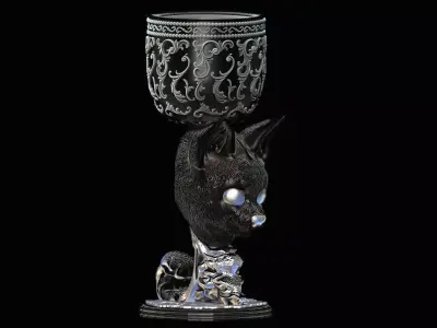 Deluxe Ornamental Cat Goblet Chalice 3D print model