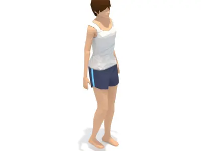 Standing Forward Bend Yoga Exercise Woman Animation Low-poly 3D model