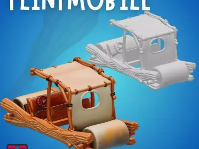 Flintstone-Style Car STL Cartoon Stone Age Vehicle 3D print model