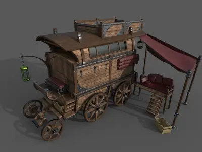 Carriage - 04 Low-poly 3D model
