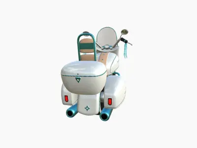 Motorcycle Cartoon B04 White Blue - Custom Vehicle Design Low-poly 3D model