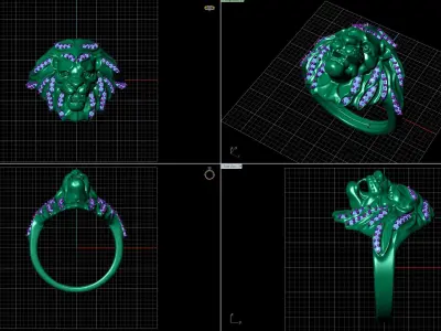 lions rings Low-poly 3D model