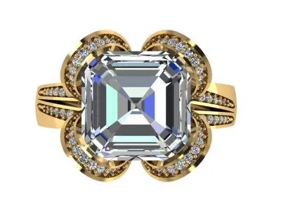 Ring374 princess cut diamond engagement ring gold 3D print model