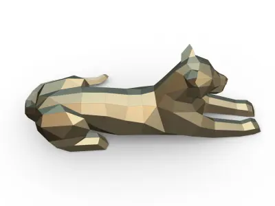 leopard figure low poly 3D print model